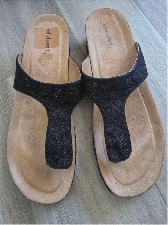 whitemt. Shoes - Women's whitemt. Black Glitter Thong Sandals Size 11W